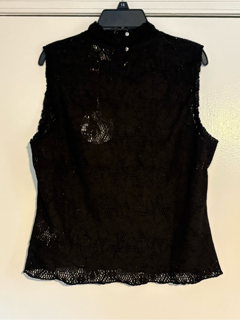 Umgee NWT Black Lace Sleeveless Mock Neck Top Size Large L